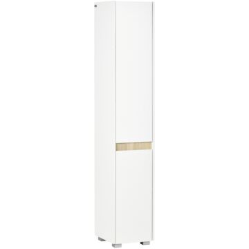 Kleankin Tall Bathroom Cabinet With Adjustable Shelves, 5-tier Modern Freestanding Tallboy With Storage Cabinets, White