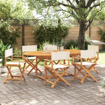 Vidaxl 6 Piece Folding Garden Chairs Cream White Fabric