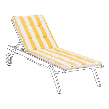 Outdoor Lounger Cushion Pad Yellow And White Fabric Padded Beliani