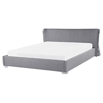Eu King Size Waterbed 5ft3 Grey Fabric With Accessories Contemporary Beliani