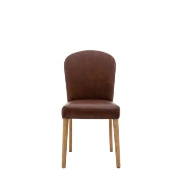 Hinton Dining Chair Brn Leath (2pk) 600x455x890mm