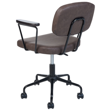 Office Chair Dark Brown Faux Leather Swivel Adjustable Height With Armrests Home Office Study Traditional Beliani