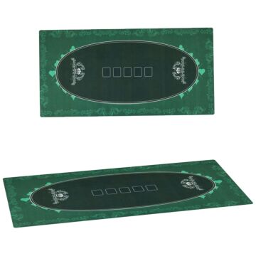 Sportnow 239.3 X 115.5 Cm Professional Texas Hold'em Poker Mat 12 Player Water-resistant Poker Table Top Rubber Poker Table Mat With Felt Surface Carry Bag, Green