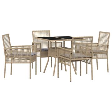 Vidaxl Garden Dining Set Set Of 5 Beige Synthetic Rattan Durable