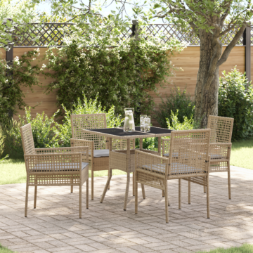Vidaxl Garden Dining Set Set Of 5 Beige Synthetic Rattan Durable