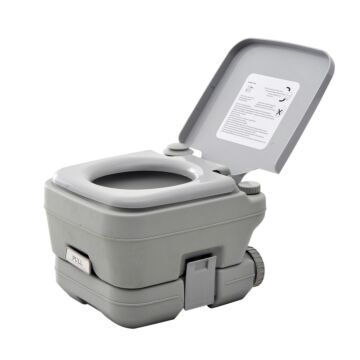 Homcom 10l Portable Travel Toilet Outdoor Camping Picnic With 2 Detachable Tanks & Push-button Operation, Grey