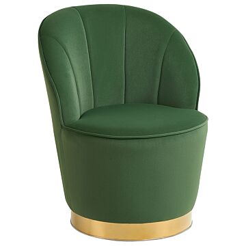 Armchair Green Velvet Gold Metal Base Round Accent Tub Chair Glam Retro Living Room Beliani