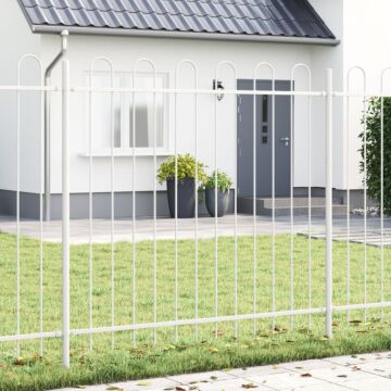 Vidaxl Garden Fence With Hoop Top White 10.2x1.5 M Steel