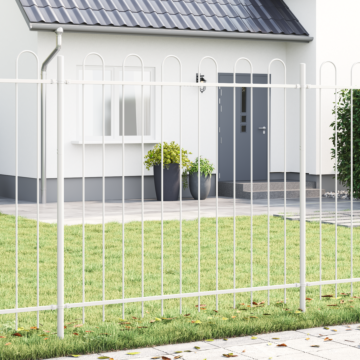 Vidaxl Garden Fence With Hoop Top White 10.2x1.5 M Steel