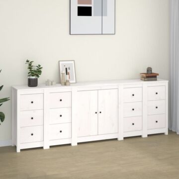 Vidaxl Sideboard White 230x35x80 Cm Solid Wood Pine