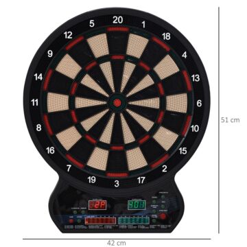 Homcom Led Dartboard Electronic Scoreboard 8 Players 27 Games Family Fun W/ 12 Darts 30 Heads Home Office Classic Game