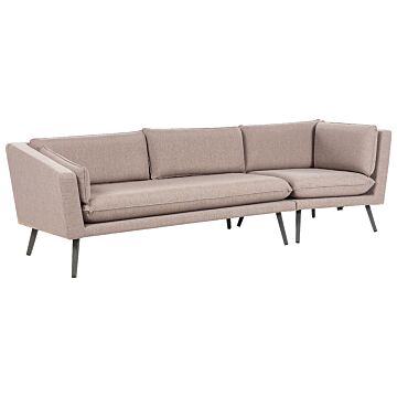 Outdoor Sofa Beige Polyester Upholstery 3 Seater Garden Couch Right Hand Uv Water Resistant Modern Design Living Room Beliani