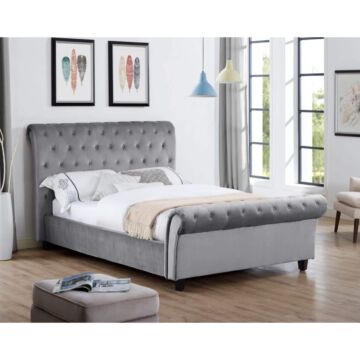 Casablanca (serenity) Velvet King Size Bed Silver