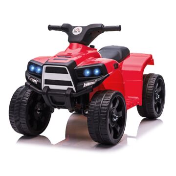Homcom 6 V Kids Ride On Cars Quad Bike Electric Atv Toy For Toddlers W/ Headlights Battery Powered For 18-36 Months Black+red