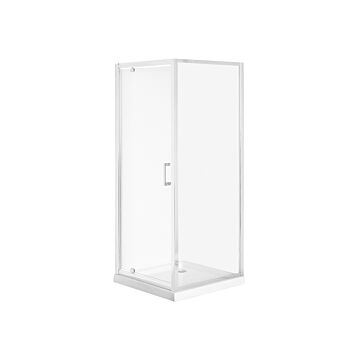 Shower Enclosure Silver Tempered Glass Aluminium Frame Single Door Square 70 X 70 X 185 Cm Modern Design Beliani