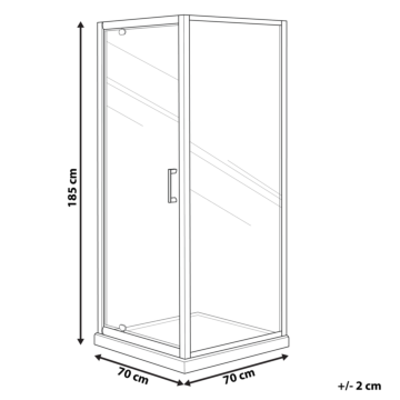 Shower Enclosure Silver Tempered Glass Aluminium Frame Single Door Square 70 X 70 X 185 Cm Modern Design Beliani