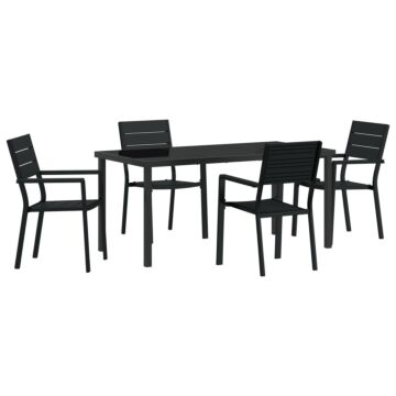 Vidaxl 5 Piece Garden Dining Set Black Hdpe