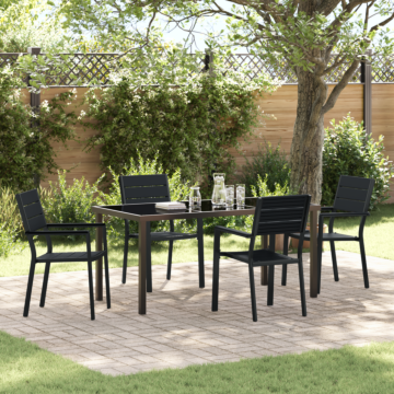 Vidaxl 5 Piece Garden Dining Set Black Hdpe