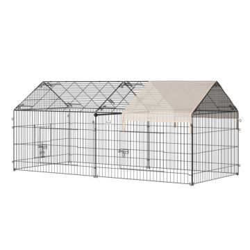 Pawhut Small Animal Cage With Cover For Bunny, Chinchilla, Guinea Pig, Beige