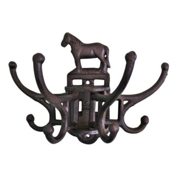 Cast Iron Wall Mounted Rotating Coat Hooks, Horse, 8 Hooks