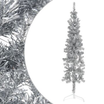 Vidaxl Slim Artificial Half Christmas Tree With Stand Silver 120 Cm