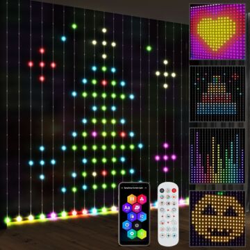 Homcom Led Curtain Lights, Smart Curtain Fairy Lights Plug In, Colour Changing Wall Lights With Remote, Dynamic Diy Hanging Window String Lights For Bedroom Living Room Decor, 3x3(m), 400 Rgbic Led