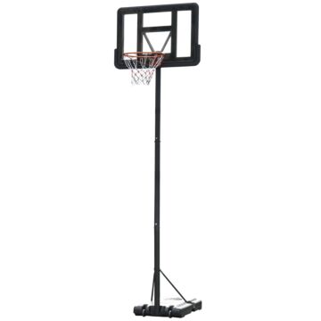 Homcom Portable Freestanding Basketball Hoop Stand Transparent Backboard 231-305cm Adjustable Basketball Hoop With Two Moving Wheels For Adult