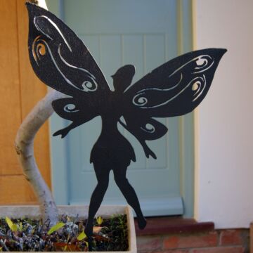 Small Fairy On Stake Black