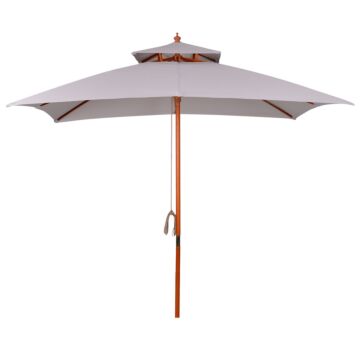 Outsunny 3 X 3 (m) Garden Umbrella, Large Parasol, Outdoor Sunshade Canopy With Double Tier, Grey