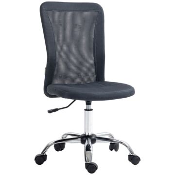 Vinsetto Computer Desk Chair, Mesh Office Chair With Adjustable Height And Swivel Wheels, Armless Study Chair, Dark Grey