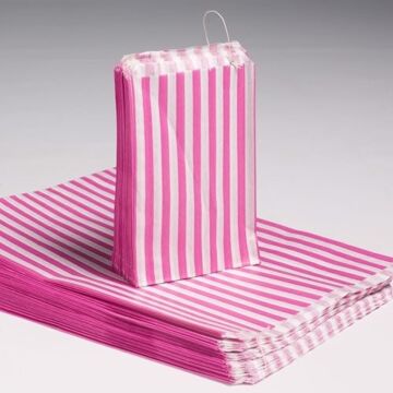 7 X 9" Candy Stripe Bags (1000) - Pink