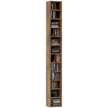 Homcom 204 Cd Tall Narrow Media Storage Tower - Rustic Brown