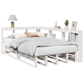 Vidaxl Bookcase Bed Without Mattress White 120x200cm Solid Wood Pine