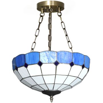 Homcom Tiffany Style Ceiling Light, Vintage Chandelier With 3 E27 Sockets, Semi Flush Mount For Living Room, Bulbs Not Included