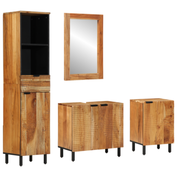Vidaxl 4 Piece Bathroom Furniture Set Brown Solid Wood Acacia