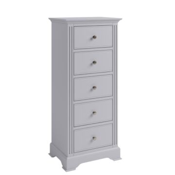 5 Drawer Narrow Chest Of Drawers Moonlight Grey