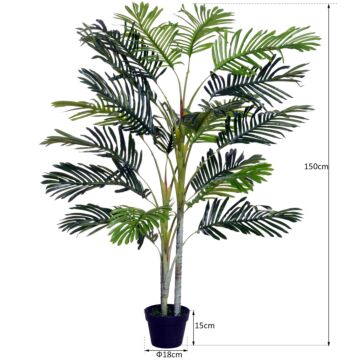 Outsunny 150cm(5ft) Artificial Palm Tree Decorative Indoor Faux Green Plant W/leaves Home Décor Tropical Potted