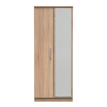 Contrast Double Mirror Wardrobe In Bardolino Oak