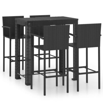 Vidaxl 5 Piece Outdoor Bar Set With Armrest Poly Rattan Black