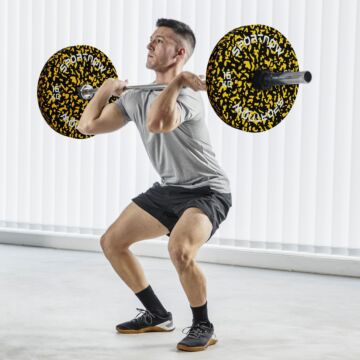 Sportnow Olympic Weight Plates Set, Solid Rubber Bumper Plates Weights Discs With 2"/5cm Holes, For Home Gym Weight Lifting Strength Training, 2 X 15kg