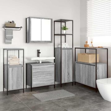 Vidaxl 5-piece Bathroom Furniture Set In Grey Sonoma Engineered Wood