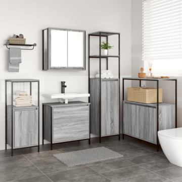 Vidaxl 5-piece Bathroom Furniture Set In Grey Sonoma Engineered Wood