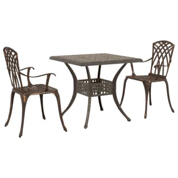 Vidaxl 3-piece Garden Bistro Set In Bronze Cast Aluminum
