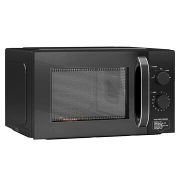 Homcom 23l 800w Microwave Oven, Solo Manual Microwave With 5 Power Levels, Defrost, 60 Minutes Timer, Clock, Easy Clean, Small Black Microwave