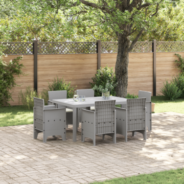 Vidaxl 7 Piece Garden Dining Set With Cushions Light Grey Poly Rattan