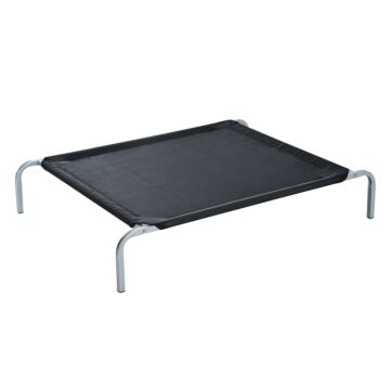 Pawhut Elevated Pet Bed Portable Camping Raised Dog Bed W/ Metal Frame Black (large)