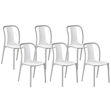 Set Of 6 Garden Chairs White And Grey Synthetic Material Stacking Armless Outdoor Patio Beliani