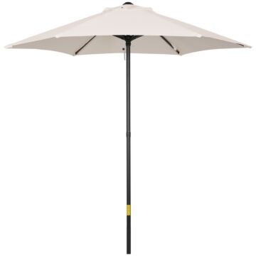 Outsunny 2m Patio Parasols Umbrellas, Outdoor Sun Shade With 6 Sturdy Ribs For Balcony, Bench, Garden, Cream White