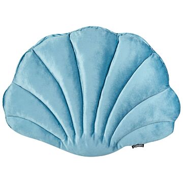 Seashell Scatter Cushion Light Blue Velvet Scallop Shape Throw Pillow Decoration Marine Theme Textiles Beliani