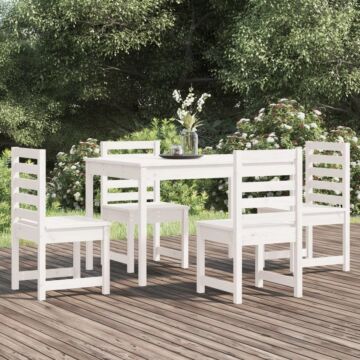 Vidaxl 5 Piece Garden Dining Set White Solid Wood Pine